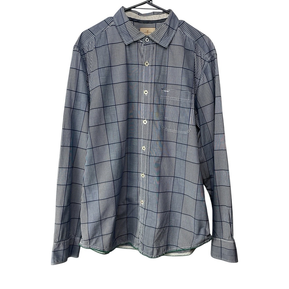 Tommy Bahama Jeans Shirt Adult Large Blue Plaid Button Up Long Sleeve Mens